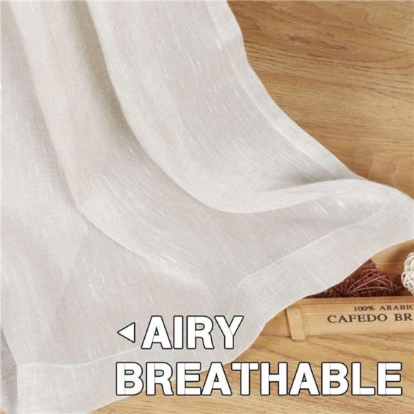 Linen Curtains Natural Blended Curtain Panels for Living Room/Light Reducing - Picture 6 of 6